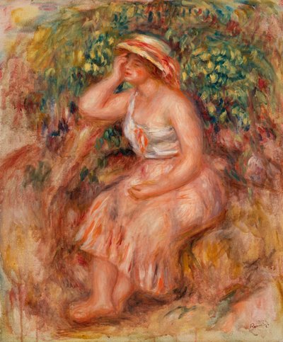 Mulher sonhando acordada de Pierre Auguste Renoir