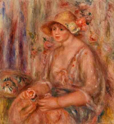Mulher de vestido de musselina de Pierre Auguste Renoir