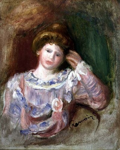 Mulher com a cabeça na mão, c.1907 (óleo sobre tela) de Pierre Auguste Renoir
