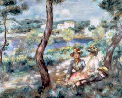 Moça e menino em uma paisagem, 1893. de Pierre-Auguste Renoir