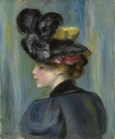 Jovem mulher com chapéu preto; Jovem de chapéu preto, 1895 de Pierre Auguste Renoir
