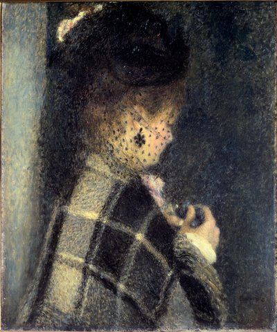 Mulher jovem com um véu pequeno, ca. 1870 (óleo sobre tela) de Pierre Auguste Renoir