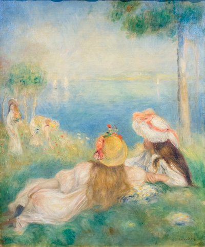 Moças jovens junto ao mar, c. 1894 (óleo sobre tela) de Pierre Auguste Renoir