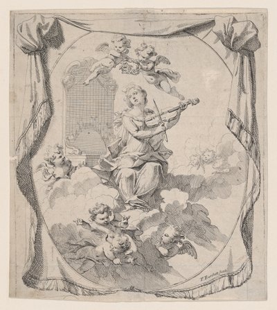Santa Cecília nas nuvens sustentadas pelos anjos, 1696., 1696. de Pierre Berchet