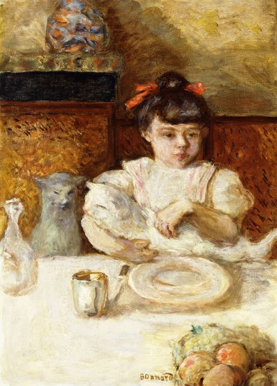 Criança e gatos; Enfant et Chats, c.1906 (óleo sobre tela) de Pierre Bonnard