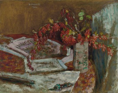 Buquê de flores em uma mesa; Buquê de flores em uma mesa de Pierre Bonnard