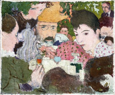 Garden Tasting, c.1891 (óleo, caneta e tinta preta sobre lápis na tela) de Pierre Bonnard