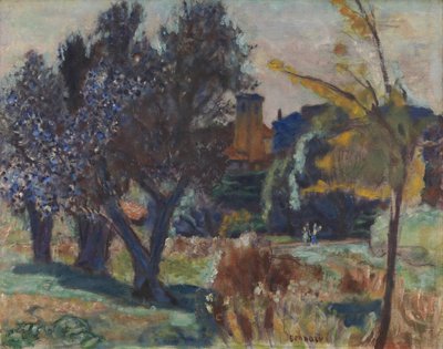 Paisagem com oliveiras e capela, c.1924 (óleo sobre tela) de Pierre Bonnard
