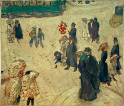 O bonde verde (personagens na rua no bonde verde) de Pierre Bonnard