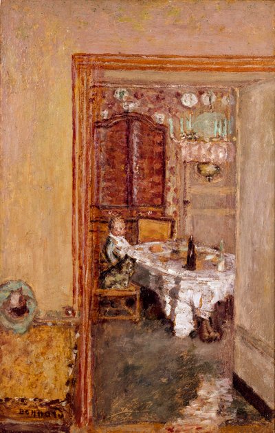 O rapazinho na sala de jantar. Pintura de Pierre Bonnard (1867-1947) 1898 Coleção Particular Inglesa de Pierre Bonnard