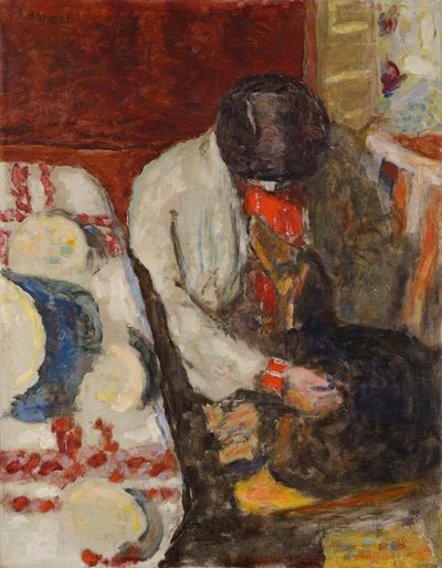 Martha com a toalha de mesa branca, 1926. de Pierre Bonnard