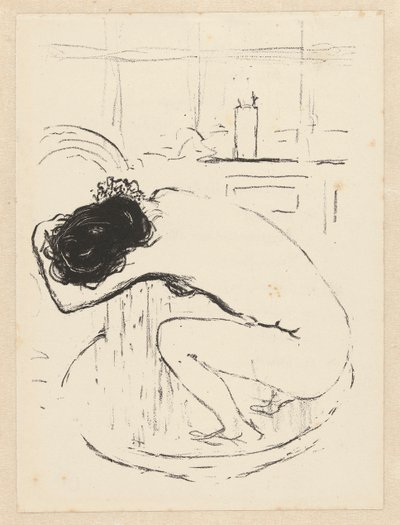Mulher nua agacha-se na banheira e lava-se Le Tubo de Pierre Bonnard