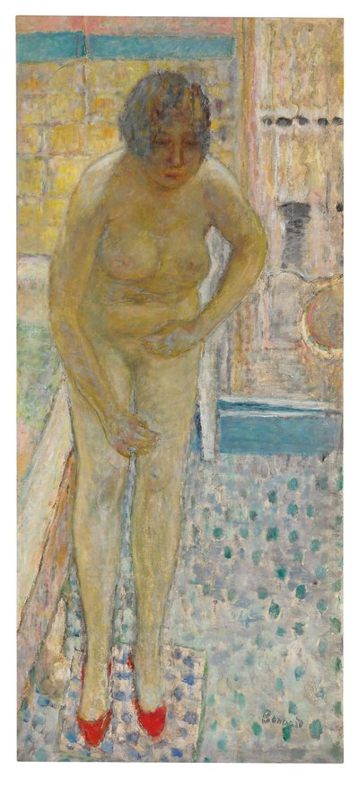 Nu com chinelos vermelhos, c.1932 (óleo sobre tela) de Pierre Bonnard