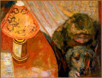 Pintura de um interior iluminado por lamplight de Pierre Bonnard