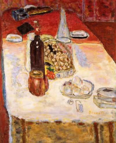 Natureza morta com garrafa de vinho tinto, 1942. de Pierre Bonnard