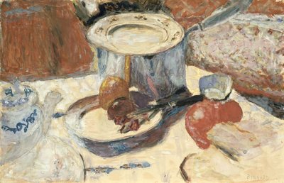 Ainda vida com uma panela, 1930 (guache e wc no papel) de Pierre Bonnard