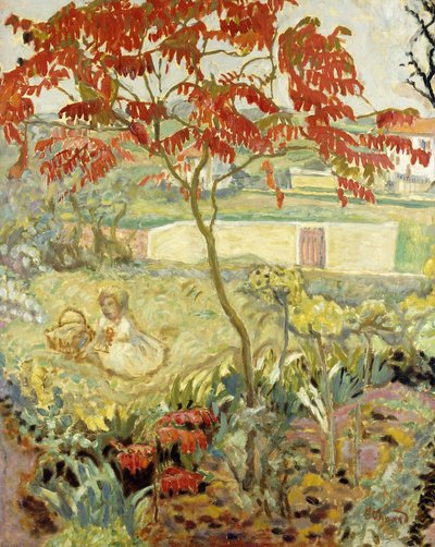 O Jardim e a Árvore Vermelha; Le Jardin a l&39;Arbre Rouge, c.1909 (óleo sobre tela) de Pierre Bonnard