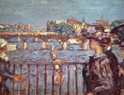 A Pont des Arts, c.1905 (óleo sobre cartão colocado em madeira) de Pierre Bonnard