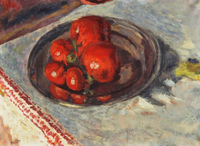 Tomates; Tomates, c.1924 (óleo sobre papel colocado na tela) de Pierre Bonnard