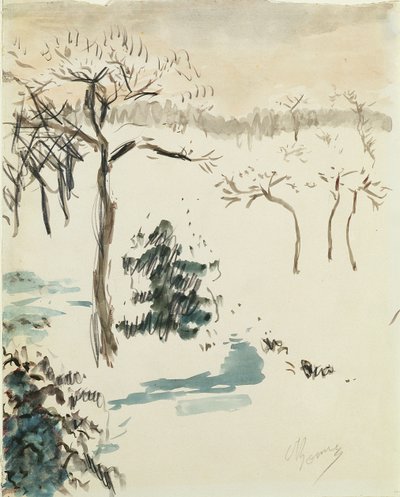 Paisagem de Inverno, 1910 (wc e lápis sobre papel) de Pierre Bonnard