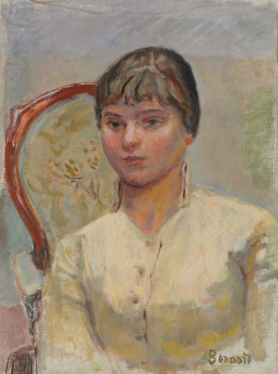 Mulher jovem em uma poltrona (estudo); Mulher jovem em uma poltrona (estudo), c.1916 (óleo sobre tela) de Pierre Bonnard
