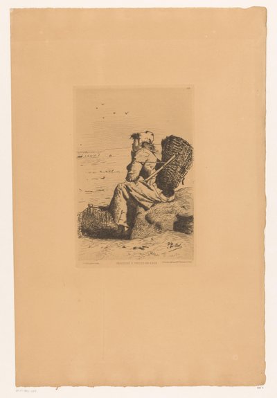 Pescadora em repouso à beira-mar
Pécheuse à Veules-en-Caux (título sobre o objecto) de Pierre Celestin Billet