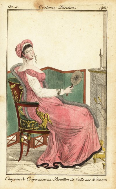 Mulher sentada em uma cadeira Empire em um salão, Paris de Pierre Charles Baquoy