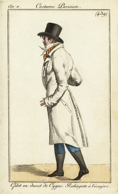 Jovem dândi com casaco de cavaleiro, colete de cisne de Pierre Charles Baquoy