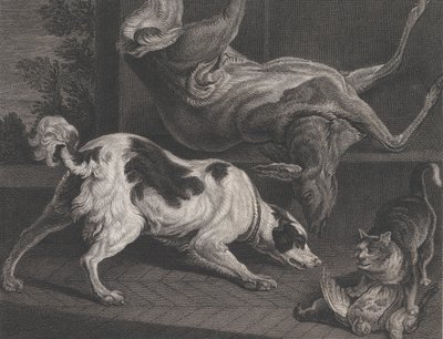 Cães e natureza morta, 1778 de Pierre Charles Canot