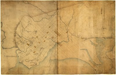 Mapa de linhas pontilhadas de Washington, D.C., 1791, antes de 19 de agosto. LOC 88694203 de Pierre Charles L