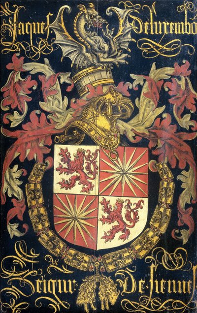 Escudo de Jacó de Luxemburgo (depois de 1441-88), Senhor de Fiennes, na qualidade de cavaleiro da Ordem do Tosão de Ouro de Pierre Coustain (attributed to)