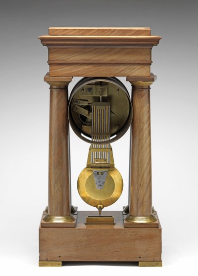 Relógio decimal, c.1798-1805 (pinho, latão e esmalte) de Pierre Daniel Destigny