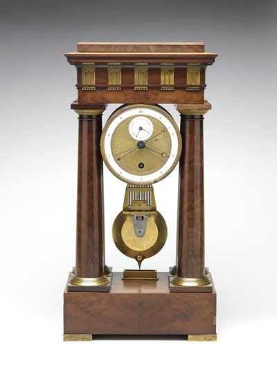 Relógio decimal, c.1798-1805 (pinho, latão e esmalte) de Pierre Daniel Destigny