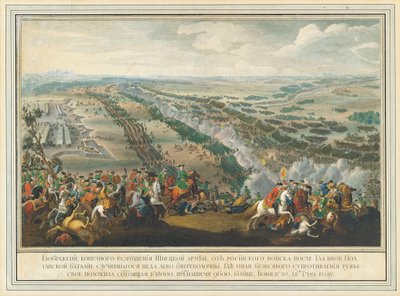 A Batalha de Poltava em 27 de junho de 1709, depois de 1724. de Pierre Denis II Martin