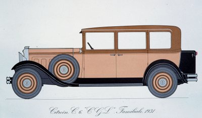 Placa representando o carro da família Citroen de 1931 de Pierre Dumont