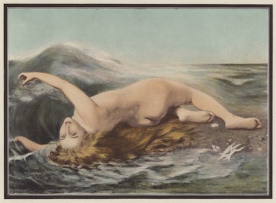 Ondina brincando com as ondas (lito colorido) de Pierre Dupuis
