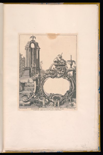 Cartouche cercado por fontes de Pierre Edme Babel