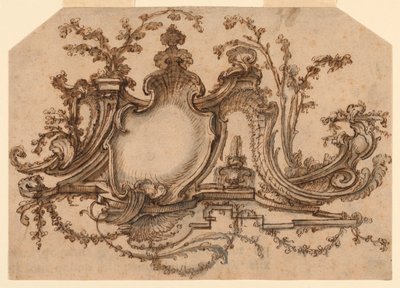 Design para Decoração de Painel com Ornamento Rocaille de Pierre Edme Babel