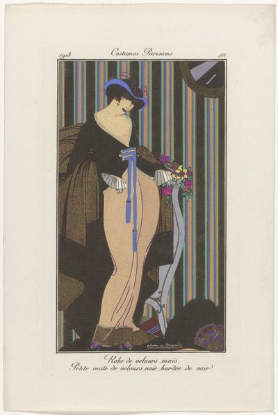 Journal of Ladies and Fashions: the Fashion Illustrators Journal of Ladies and Fashions: Fashion News Journal des Dames et des Modes, Costumes Parisiens, 1913, nº 111: Vestido de veludo (...) de Pierre Emile Legrain