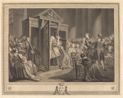 Le confessional de Pierre Etienne Moitte after Pierre Antoine Baudouin
