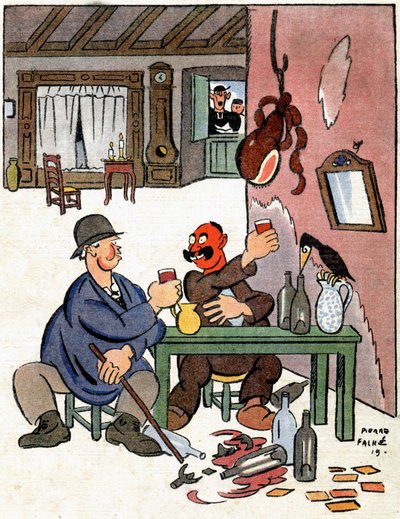 Alcoólicos no campo, c.1922 (ilustração) de Pierre Falke