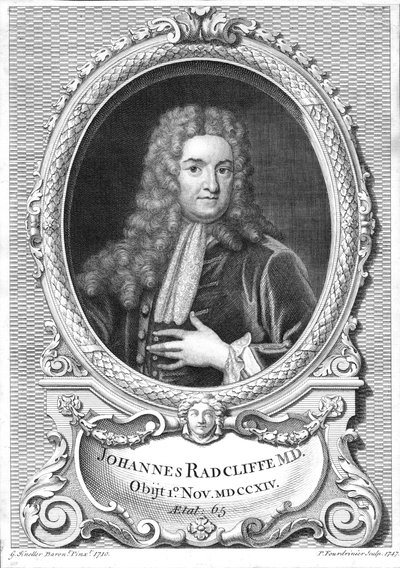 John Radcliffe, médico inglês, 1747 de Pierre Fourdrinier