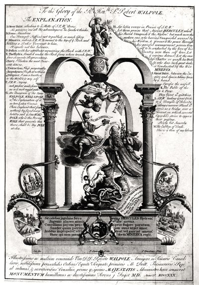 Para a glória do honrado Robert Walpole (1676-1745) 1º Conde de Orford de Pierre Fourdrinier