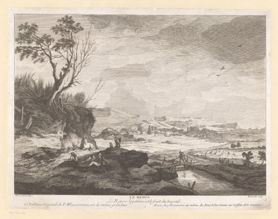 Paisagem com figuras de repouso
Le repos (título sobre o objecto) de Pierre Francois Beaumont