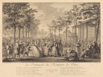 A caminhada pelas muralhas de Paris de Pierre Francois Courtois after Augustin de Saint Aubin