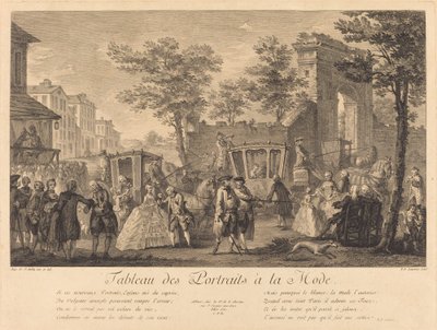 Mesa de retratos da moda de Pierre Francois Courtois after Augustin de Saint Aubin