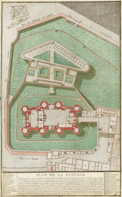 Plano da Bastilha, 1792 de Pierre Francois Palloy