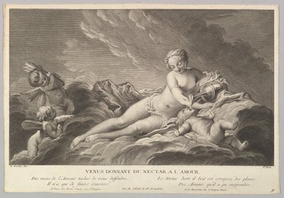 Vênus dando néctar para Cupido, século XVIII. de Pierre François Basan