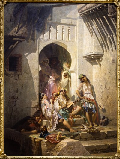 Mulheres de Argel, interior do pátio de Pierre François Eugène (after) Giraud