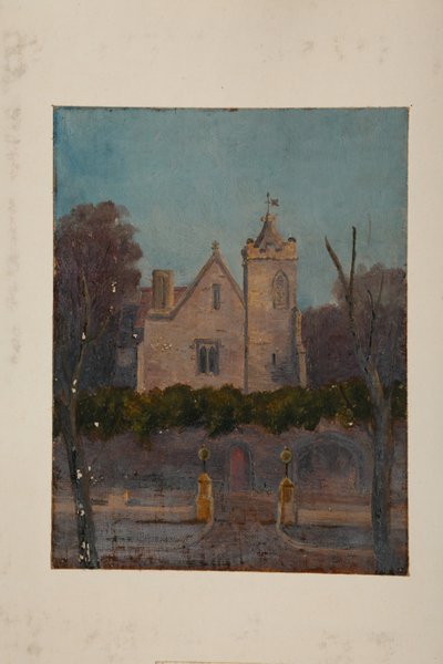 Grammar Hall (óleo sobre tela montado no cartão) de Pierre François Joseph Tonneau